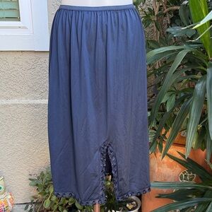 Vintage navy Blue St. Michael Women's Midi Slip with Beautiful Lace Trim Detail